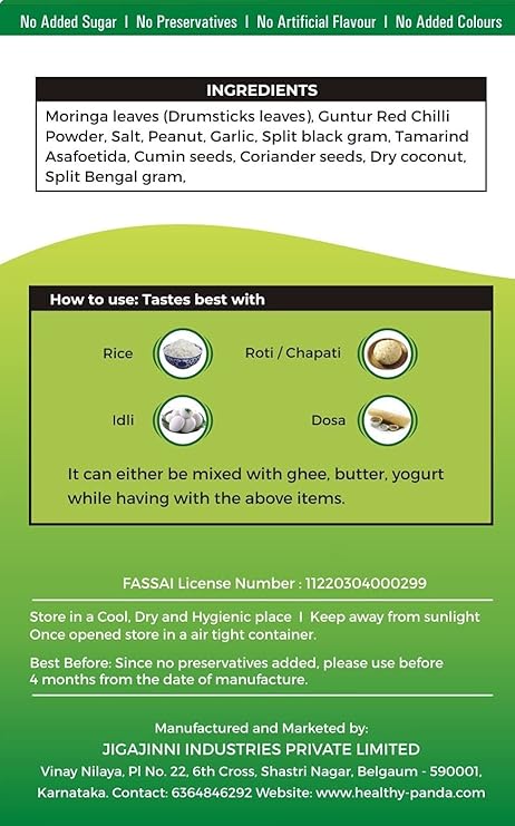 HEALTHY PANDA 100% Natural Moringa Chutney Powder