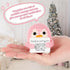 Handmade Crochet Penguin Desk Decor with Positive Message Card Pink