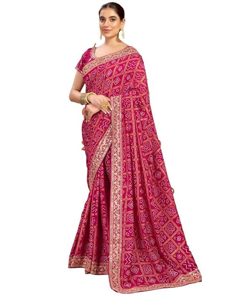 Vasthrlay Georgette Embroidery Unstitched Dark Green Saree