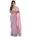Vasthrlay Embroidery Scalloped Dull Pink Saree With Unstitched Blouse Piece