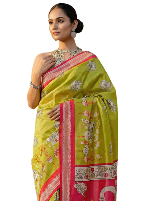 Vasthrlay Printed White Saree