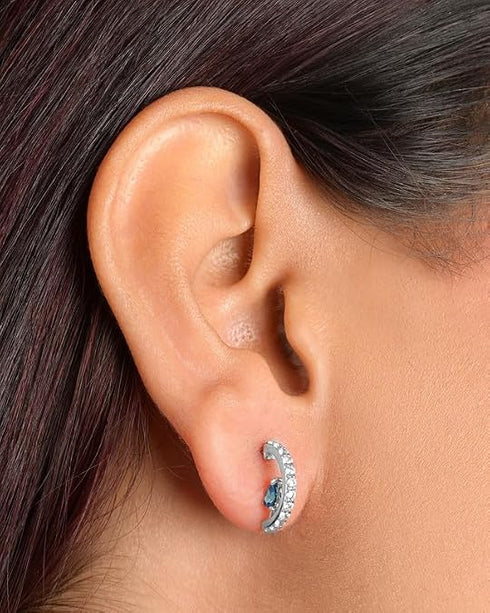 CLARA 925 Sterling Silver Hoop Bali Earrings | Daily Wear
