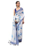 Vasthrlay White1 Floral| Solid| Striped Design Georgette Saree With Unstitched Blouse Piece
