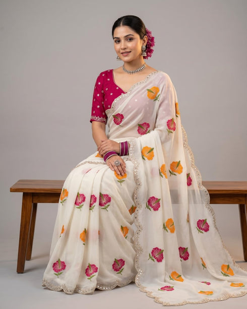 Vasthrlay Handcrafted Embroidered Contrast