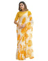 Vasthrlay Chiffon Blouse Yellow | White Saree With Unstitched Blouse Piece