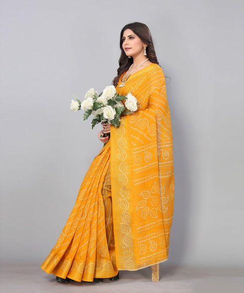 Vasthrlay Printed Yellow Jetpuri Ethnic Wear