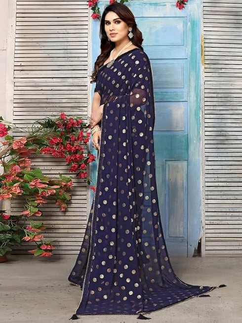 Vasthrlay Georgette Printed Unstitched Maroon Saree