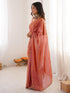 Vasthrlay Embroidery Scalloped Unstitched Peach Saree