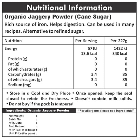 Just Jaivik Organic Jaggery Powder