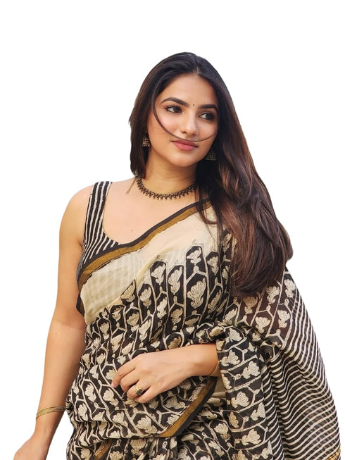 Vasthrlay Elegant Floral Striped Lightweight