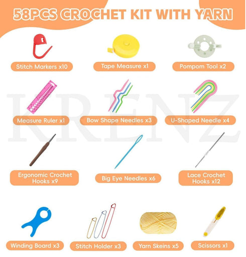 Crochet Hooks Kit with Storage Case, 100+ PCS Crochet Accessories Set for Beginners