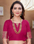 Vasthrlay Banarasi Kanjivaram Pink Saree With Unstitched Blouse Piece