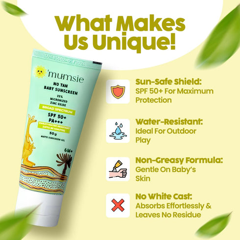 O'mumsie No Tan Baby Sunscreen with SPF 50+