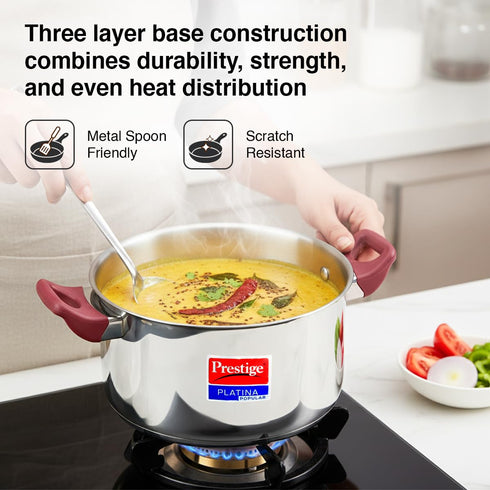 Prestige Platina Popular Stainless Steel Casserole with Glass Lid