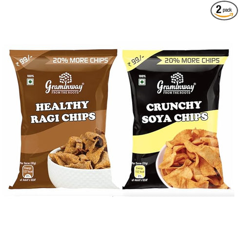 Graminway Ragi Chips and Soya Chips Pack of 2