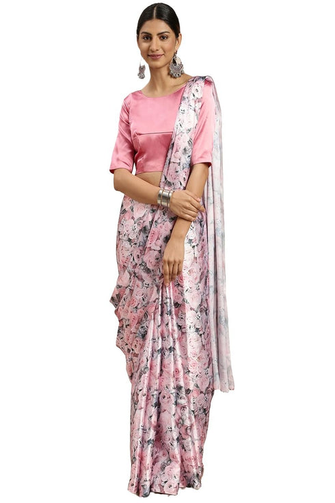 Vasthrlay Pink Printed Saree