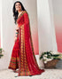 Vasthrlay Chiffon Tassels Unstitched Dark Green Saree