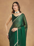 Vasthrlay Bottle Green Unstitched Saree