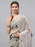 Vasthrlay Off White Floral| Solid| Striped Design Georgette Saree With Unstitched Blouse Piece