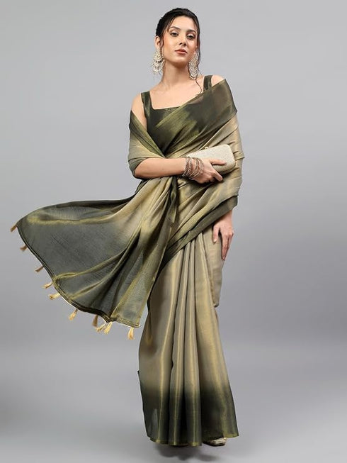 Vasthrlay Silver Womens Ready To Wear One Minute Polyester Erode Zari Saree
