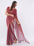 Vasthrlay Maroon Chevron Printed Linen Saree With Unstitched Blouse