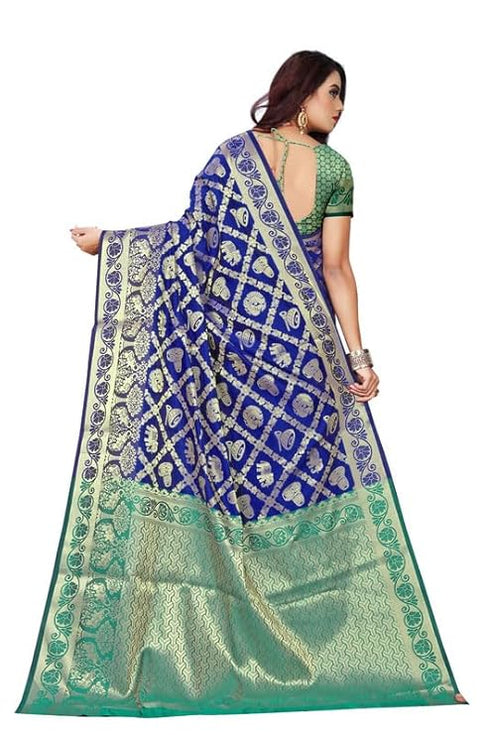 Vasthrlay Banarasi Pink Blue Ethnic Wear