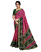 Vasthrlay Chiffon Bandhani Rani Pink & Dark Green Saree With Unstitched Blouse Piece