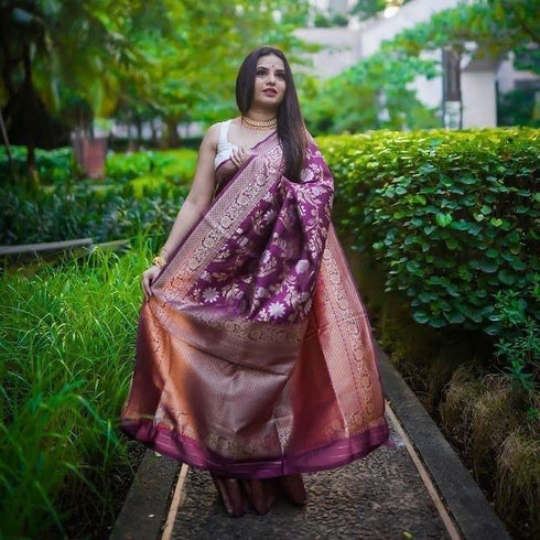Vasthrlay Wine Kanjivaram Saree