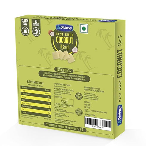 Diabexy Desi Ghee Sugar Free Coconut Barfi for Diabetics