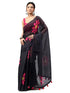 Vasthrlay Black Womens Ready To Wear One Minute Linen Fabric Saree
