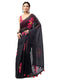 Vasthrlay Black Womens Ready To Wear One Minute Linen Fabric Saree