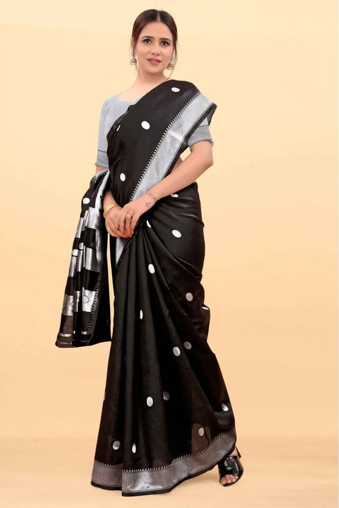 Vasthrlay Silver Banarasi Unstitched Saree