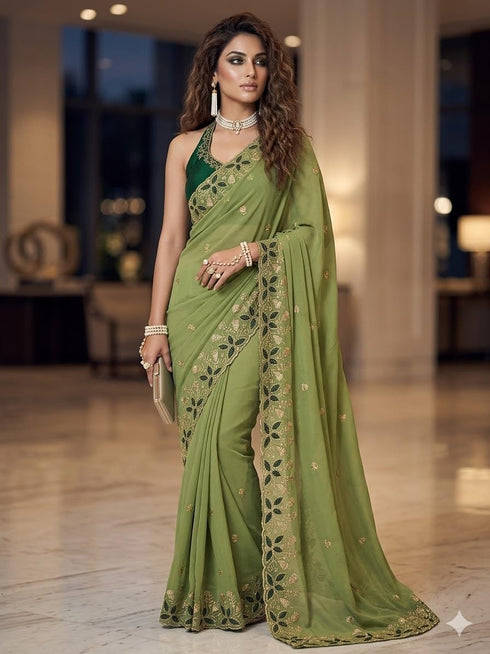 Vasthrlay Pink Embroidery Saree