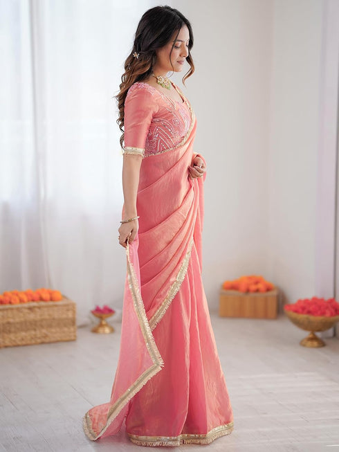 Vasthrlay Chanderi Printed Coffee Saree