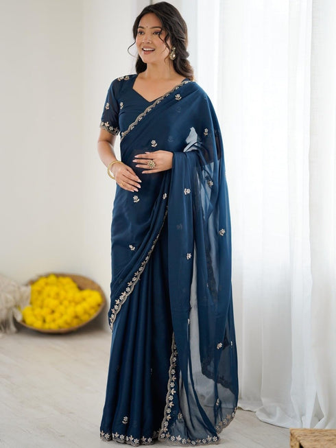 Vasthrlay Wine Georgette Saree