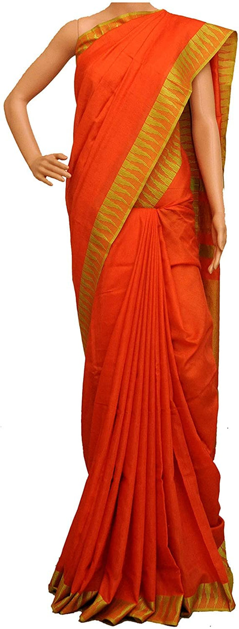 Vasthrlay Handloom Bhagalpuri Blouse Orange