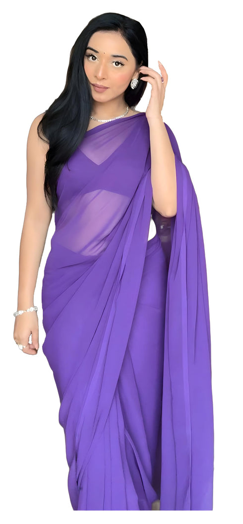 Vasthrlay Red Georgette Unstitched Saree