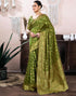 Vasthrlay Womens Banarasi Unstitched Olive Green Saree