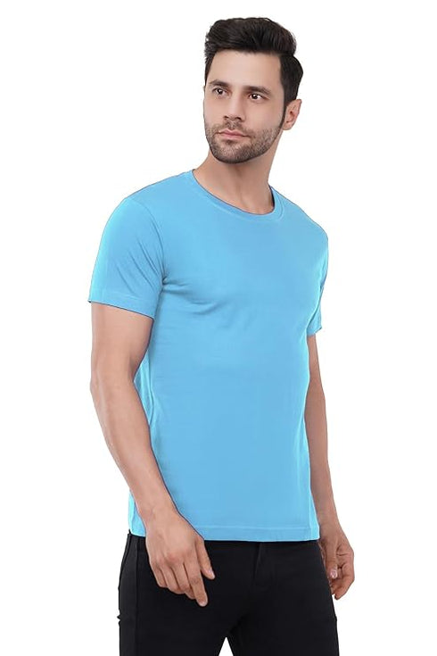 Caseria Men's Round Neck Cotton Half Sleeved T-Shirt