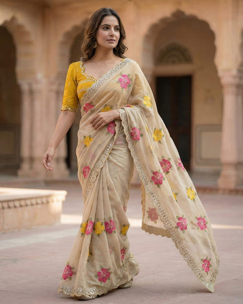 Vasthrlay Handcrafted Embroidered Contrast