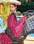 Vasthrlay Printed Pleated Unstitched Dark Green Saree