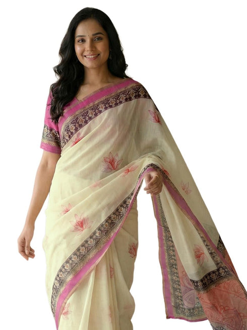 Vasthrlay Printed Peach1 Saree