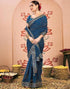 Vasthrlay Bandhani Embroidery Unstitched Rama Green Saree
