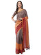 Vasthrlay Women'S Multicolor1Chevron Printed Linen Saree With Unstitched Blouse