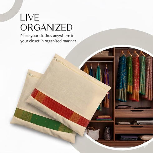 Nirency Cotton Saree Cover Bags with Zipper