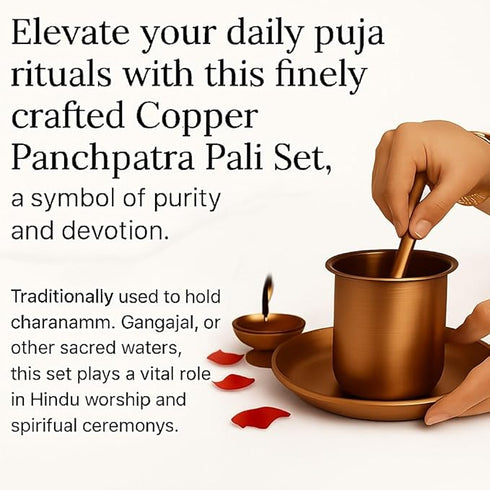 Panchpatra Pali with Plate Set in Copper for Puja