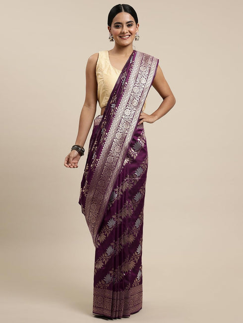 Vasthrlay Silver Banarasi Saree