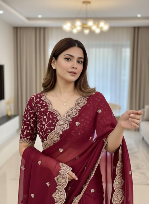 Vasthrlay Georgette Embroidered Az Ys Antya Ethnic Wear