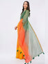 Vasthrlay Womens Yellow 2 Daisy Floral Prints Linen Saree With Zari Border And Unstitched Blouse Piece