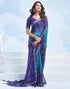 Vasthrlay Bandhani Printed Chiffon Blue1 Saree With Unstitched Blouse Piece